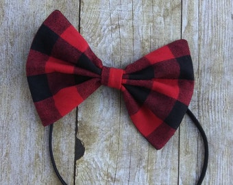 Buffalo Plaid hair bow hair ties hair elastics baby bow hair ribbon Christmas bow