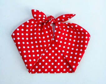 Extra wide Red polka Valentine dot baby headband bandana top knot hair tie Rosie the riveter retro rockabilly style made by FlyBowZ