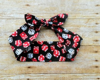 Rosie the Riveter rockabilly Vegas vintage baby headband bandana knot 1950s hair tie retro rockabilly headband made by FlyBowZ