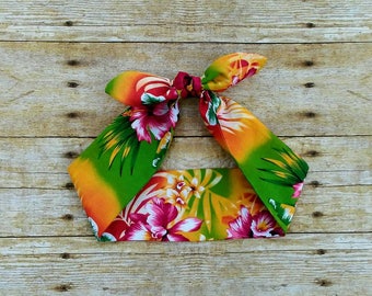 Summer Hawaiian Tie headband bandana knot 1950s hair wrap women bandana headband Rosie the riveter retro rockabilly headband made by FlyBowZ