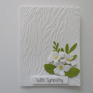 Embossed Sympathy Card: White Flowers & Greenery