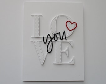 Love You Card, Valentine's Day Love Card, Love You Heart Card, Handmade Greeting Card, Wedding Card, Anniversary Card, Valentines, Heart