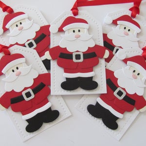 Handmade Santa Tags, Christmas Tags, Santa Gift Tags, Holiday Gift Tags, Santa Christmas Gift Tags, Santa Tag, Santa Claus Gift Tag, Red