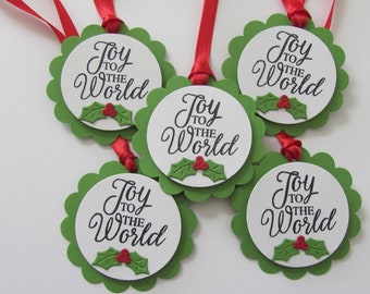 Joy To The World Gift Tags, Christmas Tags, Holiday Gift Tags, Green, Joy To The World Tags, Gift Tags, Handmade Christmas Tags, Joy Tags