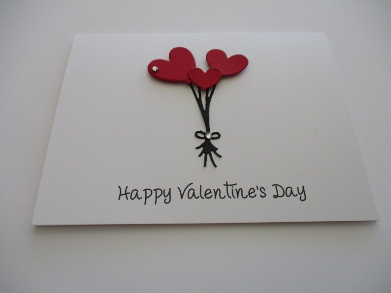 Valentines Day Card, Balloons, Handmade Valentines Day Balloon Card ...