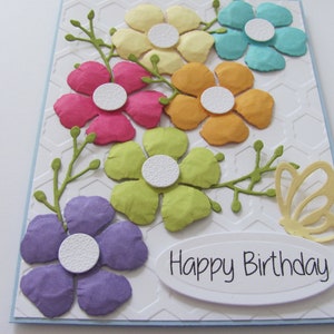 Colorful Happy Birthday Flower Card, Embossed Birthday Card, Handmade Birthday card, Birthday Card, Birthday Flowers, Happy Birthday Cards image 3