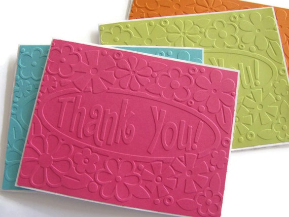 Embossed Card Set Embossed Thank You Cards set of 4 Blank | Etsy