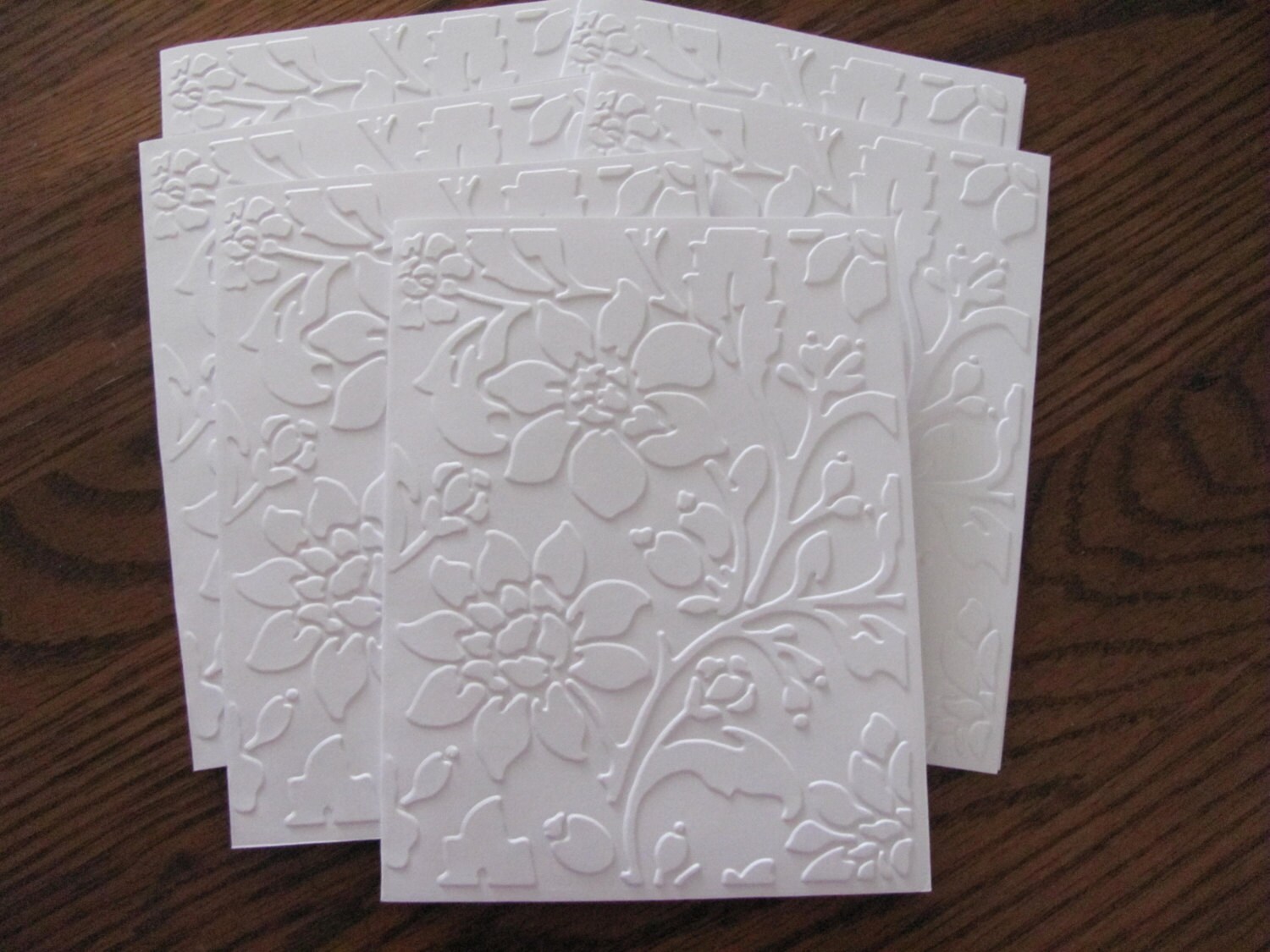 Embossed Flower Card Set of 6 Embossed Flower Cards Blank Etsy