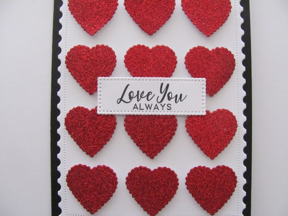 Embossed Heart Card Set of 4, Valentines Day Cards, Greeting Cards, Note  Cards, Love Cards, Red Heart Cards, Valentines, Handmade Valentines 
