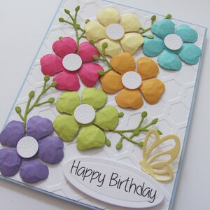Colorful Happy Birthday Flower Card, Embossed Birthday Card, Handmade Birthday card, Birthday Card, Birthday Flowers, Happy Birthday Cards image 5