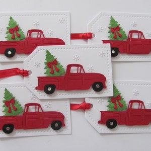 Christmas Tags, Christmas Red Truck Tags, Red Truck Gift Tags, Christmas, Holiday Gift Tag, Christmas Gift Tags, Handmade Tags, Red Truck