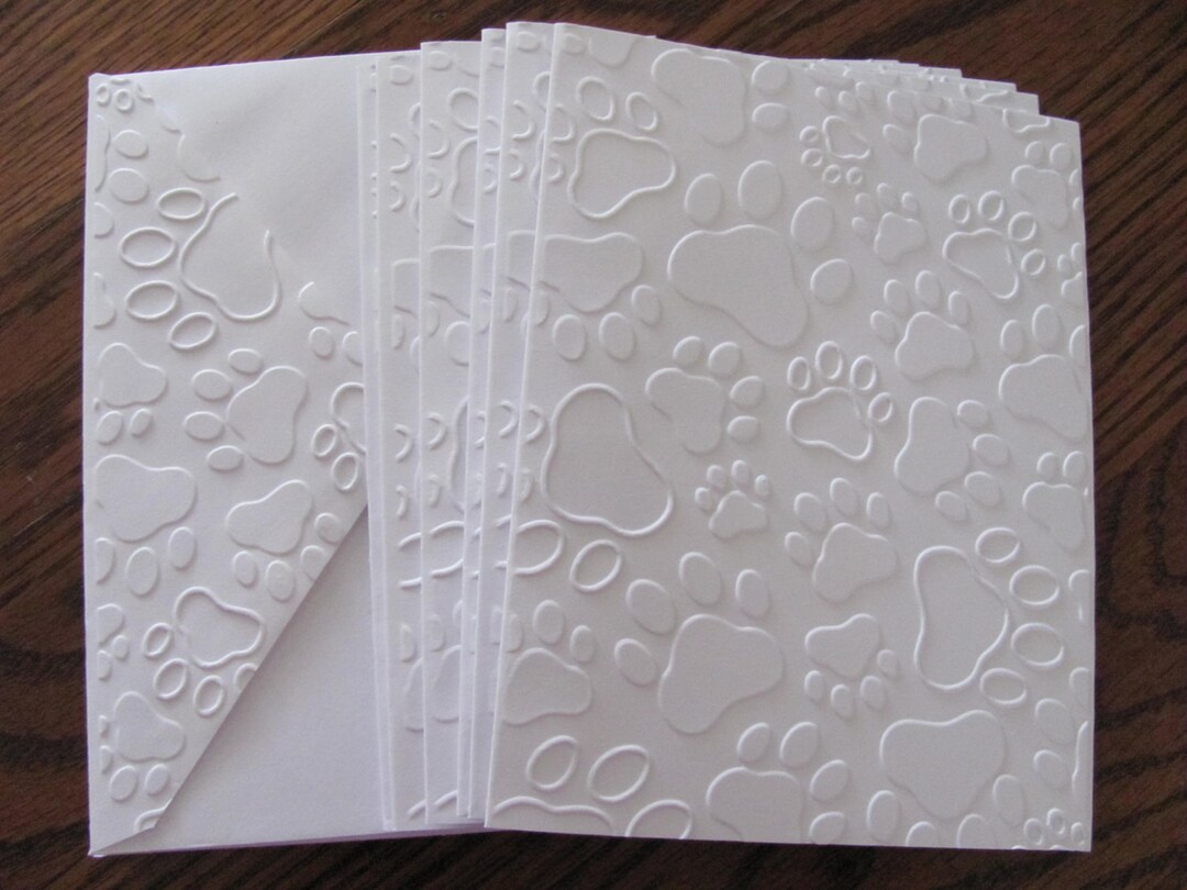 Paw Print Embossed Cards, Note Cards, Embossed Cards, Boxed Cards, Pet