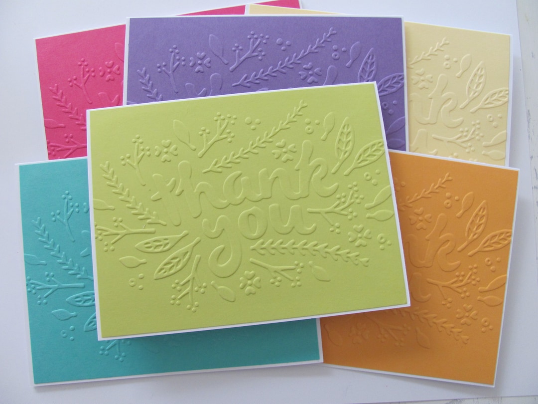 Embossed Thank You Card Set: Handmade Blank Note Cards - Etsy