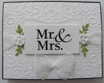 Mr & Mrs Wedding Card, Congratulations Card, Embossed Wedding Card, Wedding Card, Congratulations Wedding Card, Wedding Greeting Card