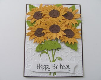 Sunflower Happy Birthday Card: Embossed Handmade Flower Card