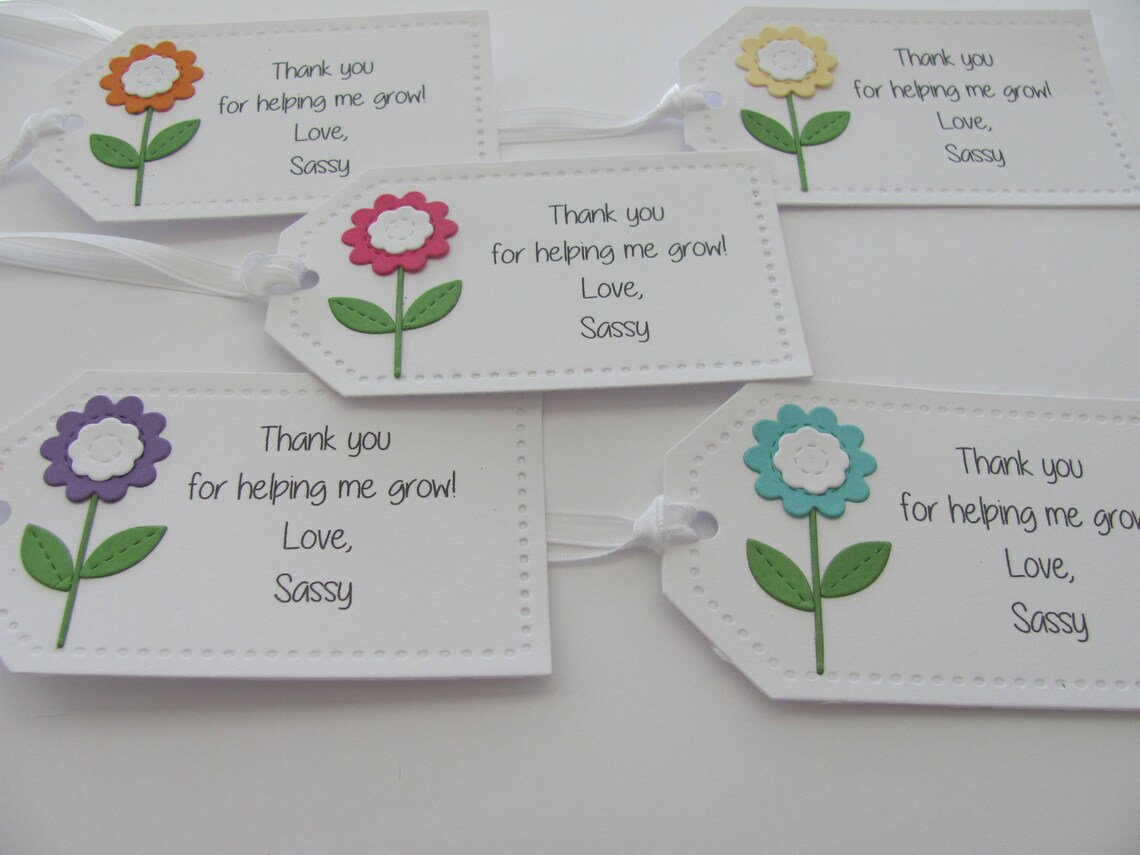 Teacher Gift Tags Teacher Favor Tags Flower Teacher Tags | Etsy