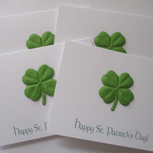 Embossed Shamrock Card Set of 4, St Patrick&#39;s Day Cards, Greeting Cards, Shamrock Cards, Handmade Shamrock Cards, St. Patrick&#39;s Day, Green