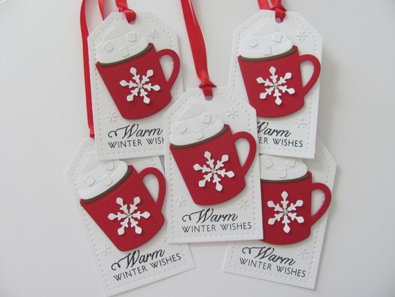 Hot Coca Gift Tags, Cocoa Tags, Holiday Gift Tags, Christmas Cocoa Tags, Hot Cocoa Gift, Cocoa Cup, Christmas Tags, Warm Winter Wishes, Red
