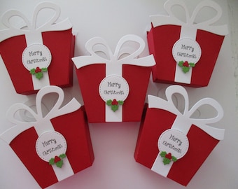 Christmas Treat Boxes Set of 5 or 6, Ghirardelli Treat Boxes, Christmas Favor Boxes, Stocking Stuffer, Holidays, Candy Boxes, DIY Box Option
