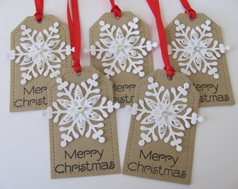 Snowflake Christmas Gift Tags, Christmas Tags, Merry Christmas Gift Tags, Christmas Hang Tags, Holiday Gift Tags, Snowflake Gift Tags