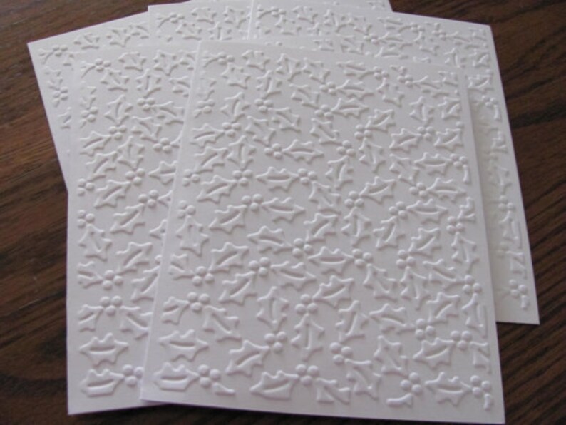 Embossed Christmas Cards Set Of 12 Embossed Holly Cards Etsy