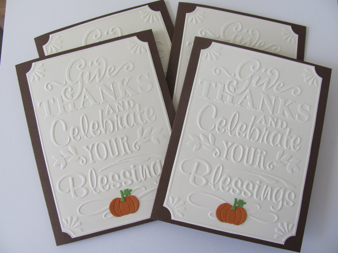 Handmade Greeting Cards, Thanksgiving Card Set of 4, Give Thanks Cards ...