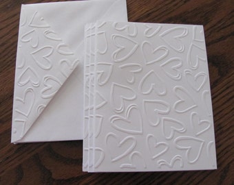 Hearts Embossed Cards, Valentine Cards, Thank You card, Note Cards, Blank Note cards, Handmade Cards, Embossed Card Set, Embossed Note cards