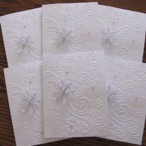 Snowflake Christmas Cards, Embossed Snowflake Swirl Card, Christmas Card Set, Elegant Snowflake Cards, Greeting Cards Handmade, Snowflakes