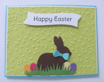 Handmade Easter Bunny Card, Happy Easter Bunny Card, Spring Cards, Bunny Cards, Happy Easter Card, Easter Card, Embossed Easter Card, Bunny