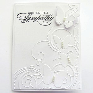 Butterfly Sympathy Card, Condolence Card, Thinking of You, White