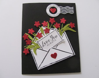 Tarjeta de San Valentín, Tarjeta "Te amo siempre", Tarjetas de San Valentín, Tarjeta de flores de San Valentín, Regalo para ella, Tarjeta de aniversario, Tarjeta de amor