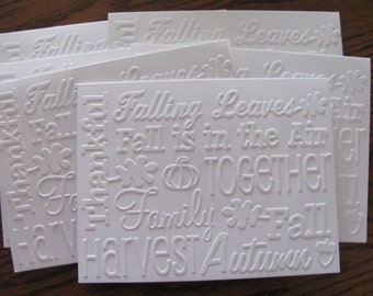 Embossed Fall Card Set of 6,  Autumn Stationery, Thanksgiving Cards, Fall Cards, Embossed Cards, Handmade Card Set