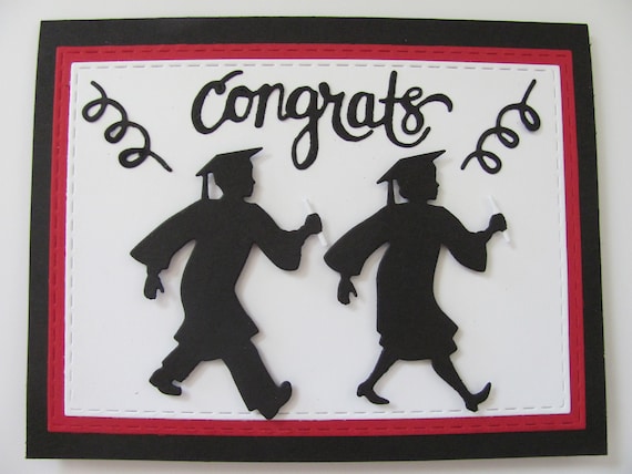 CONGRATS CARDS FOR STUDENTS FEMALE GRADUATION SILHOUETTE DIE CUTS