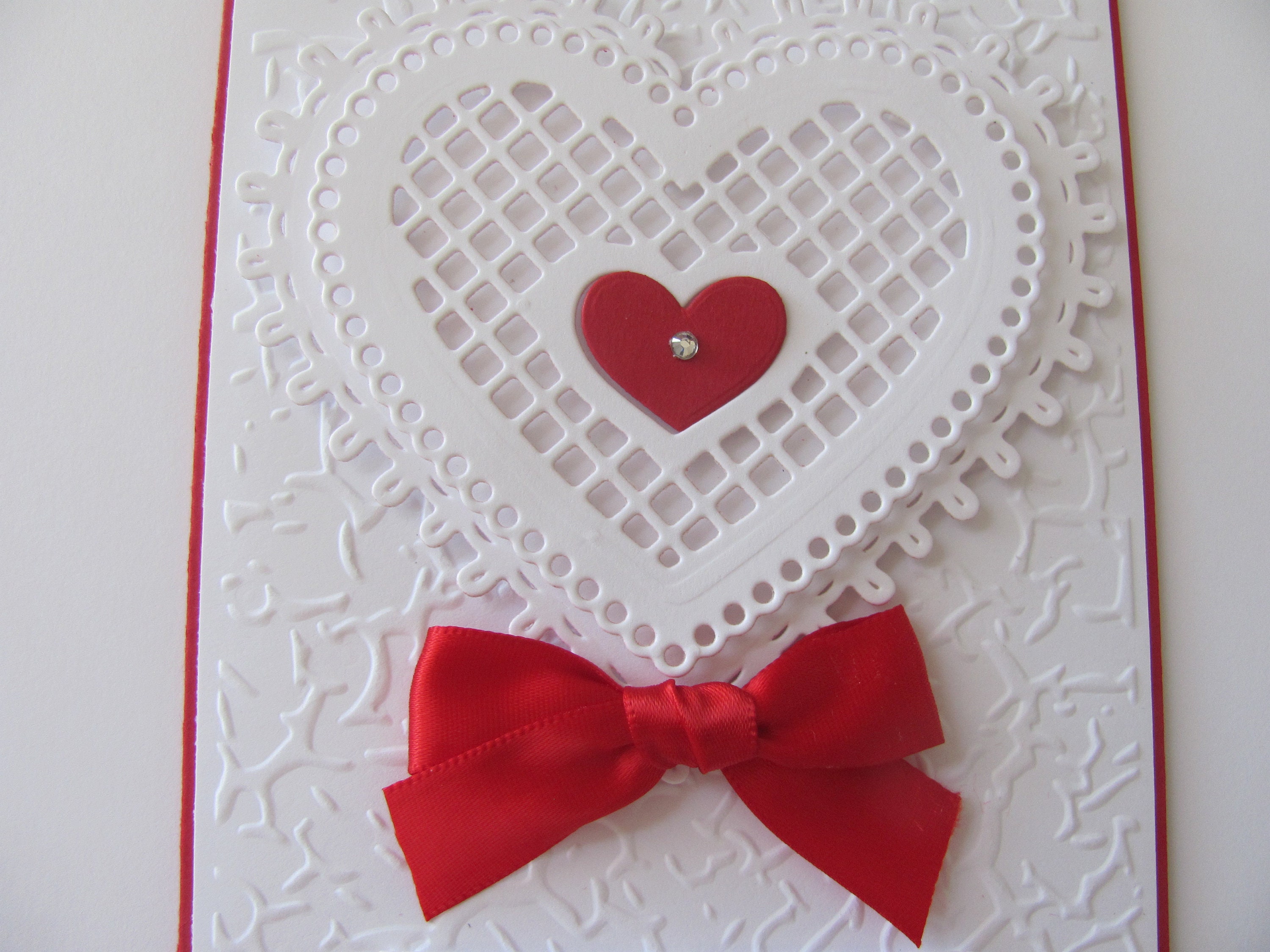 Embossed Heart Card Set of 4, Valentines Day Cards, Greeting Cards, Note  Cards, Love Cards, Red Heart Cards, Valentines, Handmade Valentines 