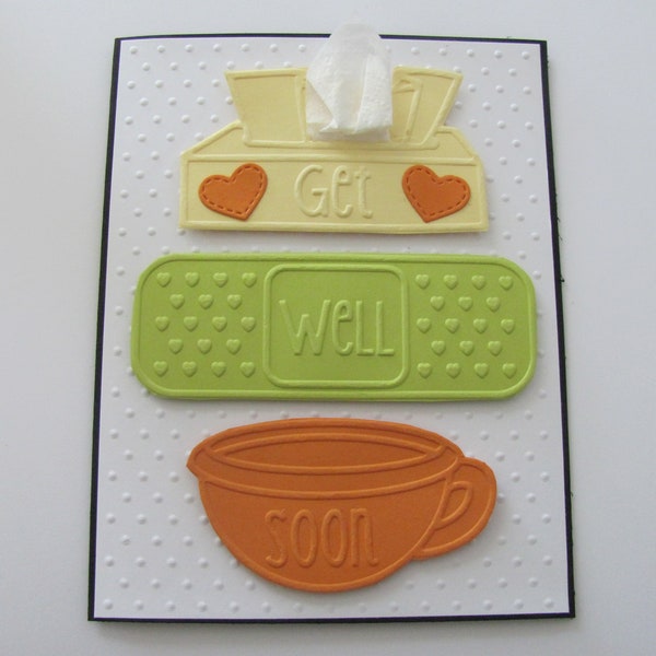 Get Well Soon Card, Get Well Card, Feel Better Card, Embossed Cards, Thinking of You Card, Handmade Card, Get Well Soon Cards, Get Well