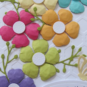 Colorful Happy Birthday Flower Card, Embossed Birthday Card, Handmade Birthday card, Birthday Card, Birthday Flowers, Happy Birthday Cards image 2