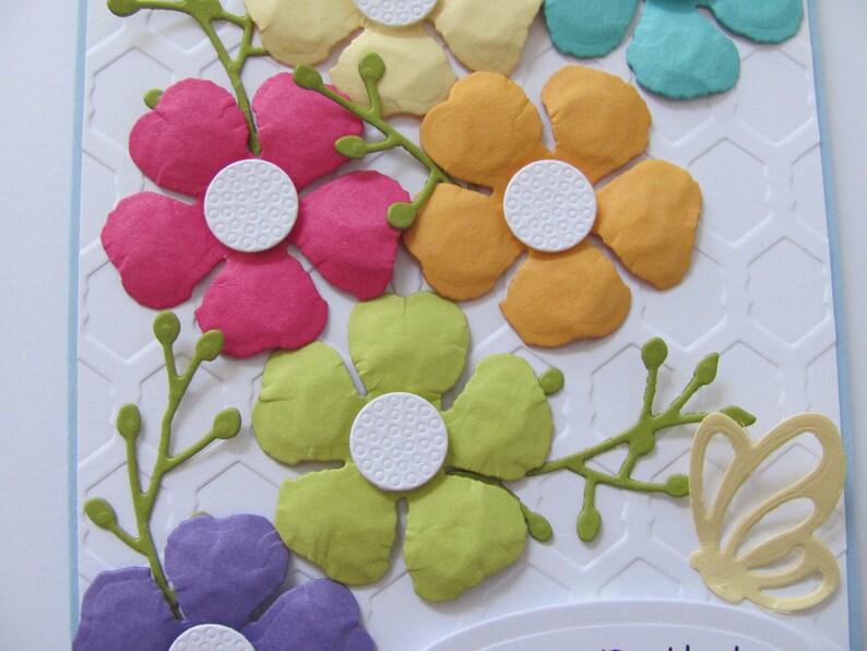 Colorful Happy Birthday Flower Card, Embossed Birthday Card, Handmade Birthday card, Birthday Card, Birthday Flowers, Happy Birthday Cards image 2