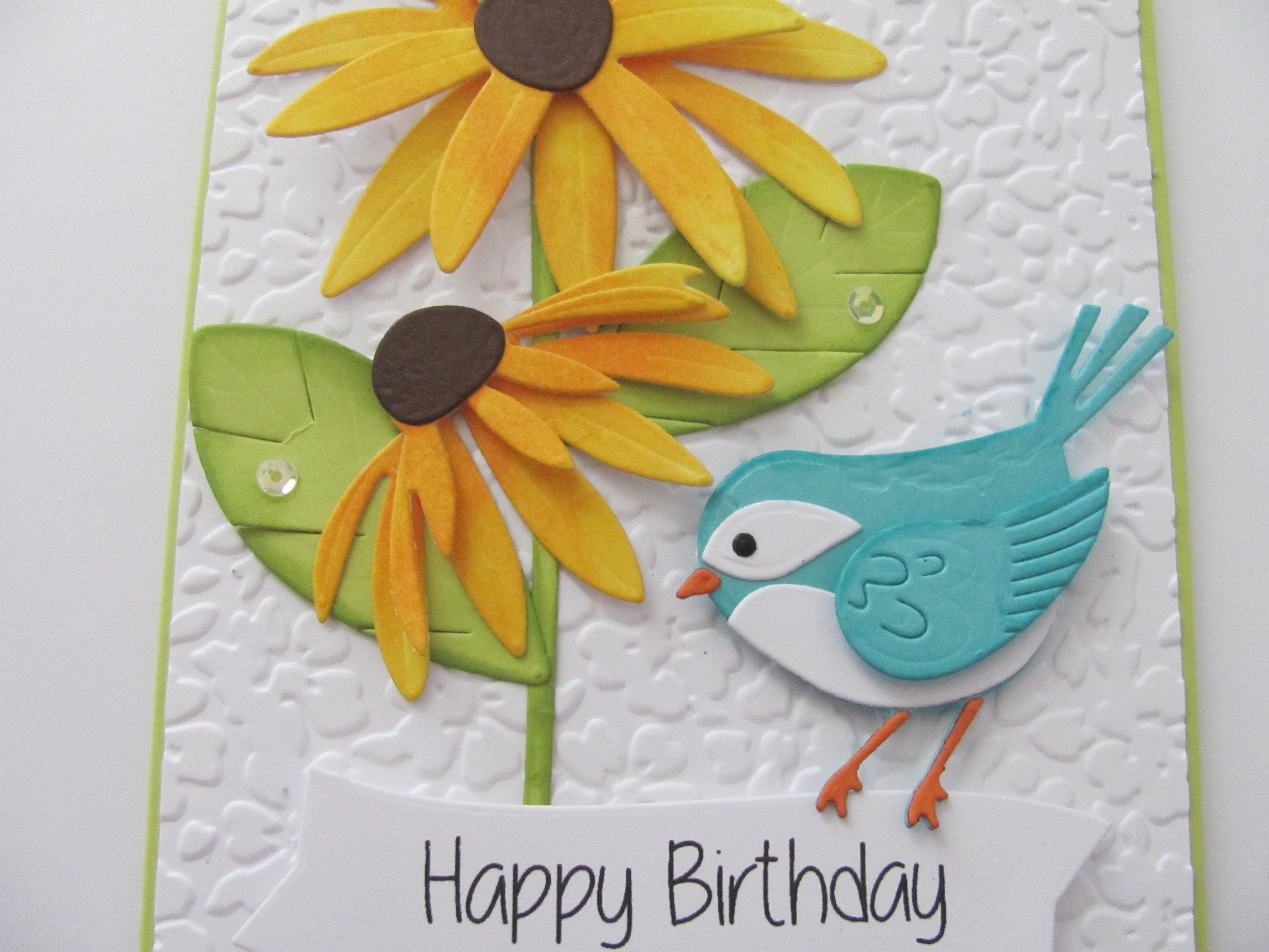 Handmade Birthday Card Birthday Flower Card Embossed Etsy