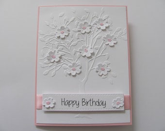 Dogwood Tree Birthday Card, Birthday Cards, Handmade Birthday Card, Embossed Birthday Card, Birthday Cards, Flower Birthday Card,