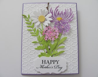 Handmade Mother's Day Card, Mother's Day Card, Wildflowers, Flower Mother's Day Card, Mother's Day Wildflowers, Mom Cards, Flower, Purple
