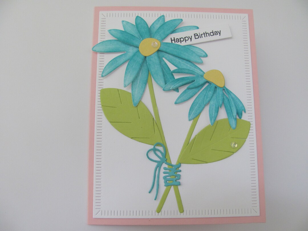 Happy Birthday Flower Card, Birthday Card, Handmade Greeting Cards, Flowers, Birthday, Flower