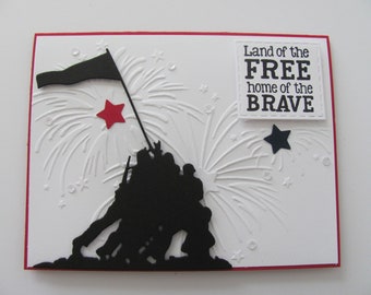 Patriotic Greeting Card, Veterans Day Card, Memorial Day Card, 4th of July Card, Independence Day Card, Iwo Jima Military Card, Fireworks