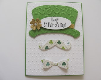 St. Patrick's Day Card, Happy St. Patrick's Day Card, Leprechaun, Embossed Cards, Shamrock, Leprechaun Card, Irish, Handmade Greeting Card