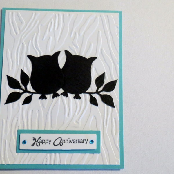 Anniversary Card, Embossed, Owls