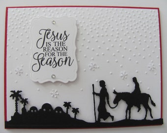 Christmas Cards, Holiday Cards, Jesus is the Reason for the Season Cards, Christmas Cards, Handmade Christmas Cards, Embossed Holiday Cards