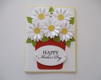 Mother's Day Cards, Mother Day Flower Pot Card, Mother's Day Card, Daisy Flower Cards, Handmade Mother's day Card, Mom Cards, Gift For Her