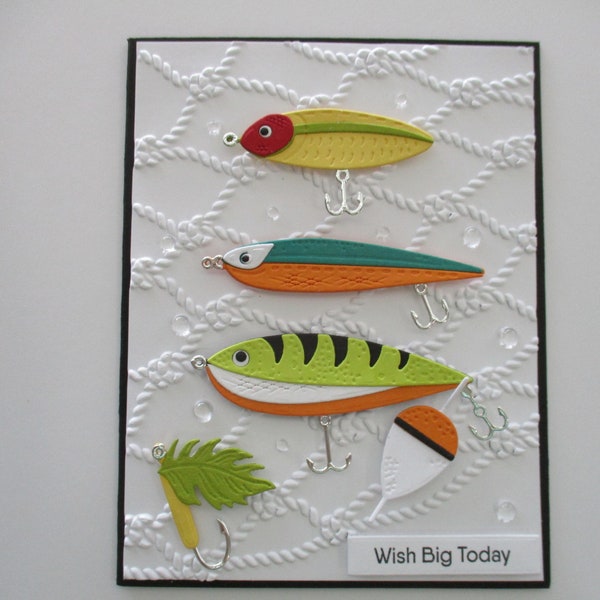 Happy Birthday Fish Card, Birthday Fishing Card, Fishing Card, Fish Card, Embossed Fishing Card, Angler Card, Embossed Cards, Handmade Cards