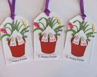 Easter Bunny Gift Tags, Easter Favor Tags, Flower Pot Easter Bunny Tags, Easter Bunny Tags, Easter Bunny Favors Tags, Set of 3