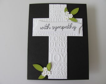 Handmade Sympathy Card, Greeting Cards, Condolence Card, Bereavement Card, Embossed Sympathy Card, With Sympathy Card, Cross Sympathy Card