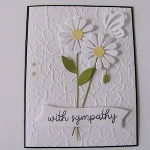 Embossed Daisy Sympathy Card: Handmade Condolence Card
